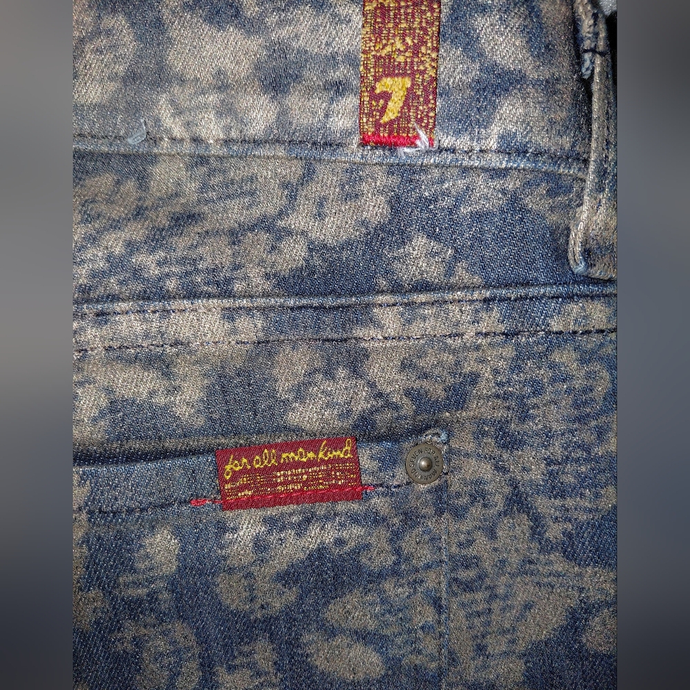 7 For All Mankind Size 29 Floral Metallic Brocade Textured Denim Jeans - Picture 15 of 16